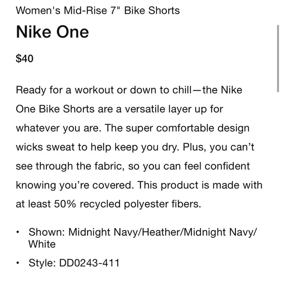 ✨SOLD✨ Nike One Biker shorts Medium - Picture 4 of 10